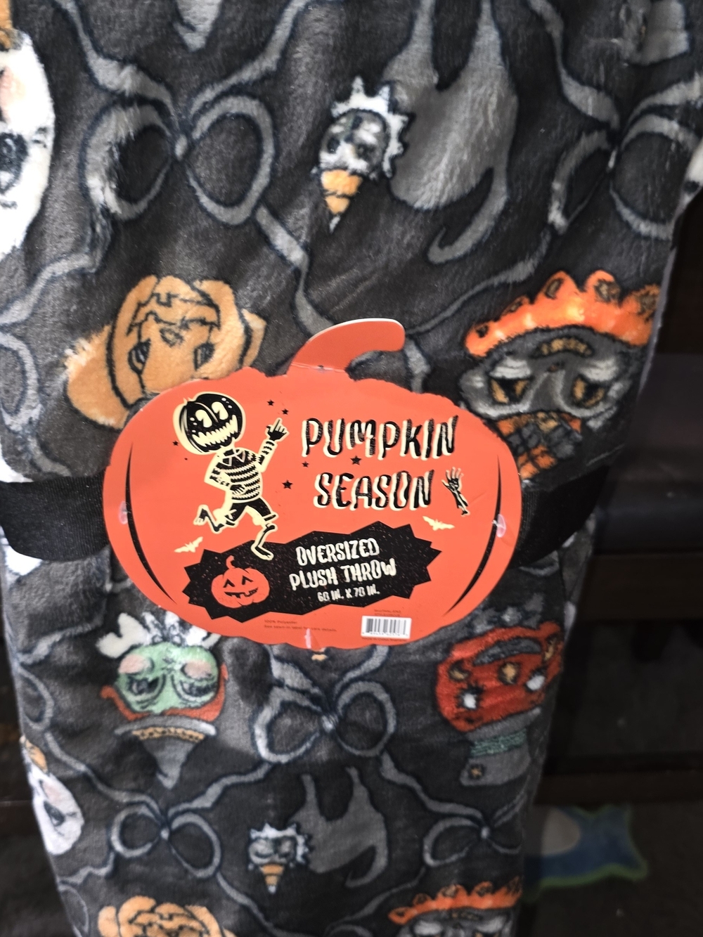 Oversized Plush Throw - Gray Halloween Throw